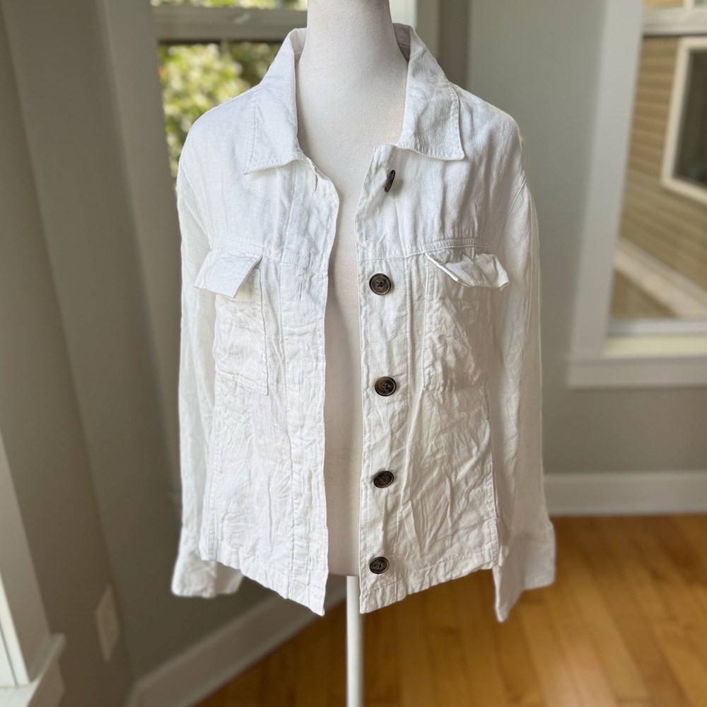 Nicole Miller White Button-Front Jacket